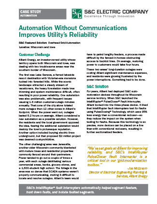 Automation Without Communications Improves Utility's Reliability